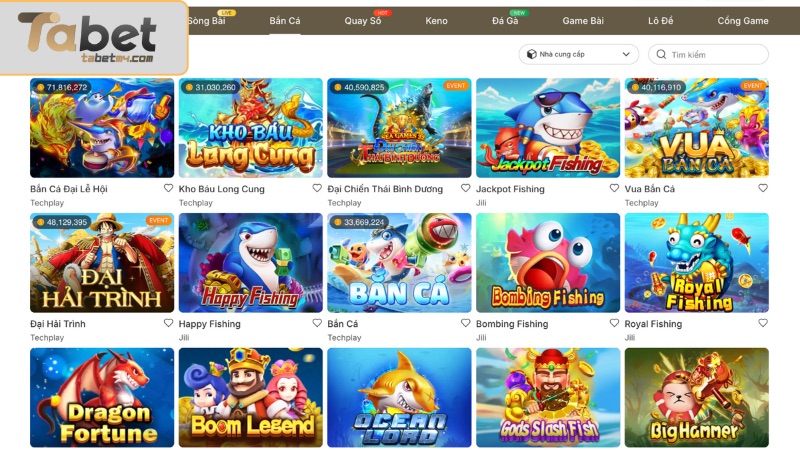 Sảnh bắn cá ăn khách bậc nhất tại nhà cái TABET